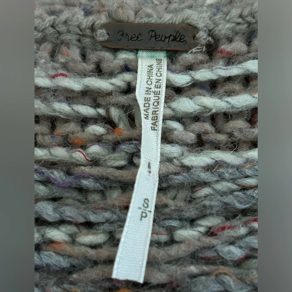 Free People Chunky Knit Sweater Gray Tan Size S - Picture 11 of 15